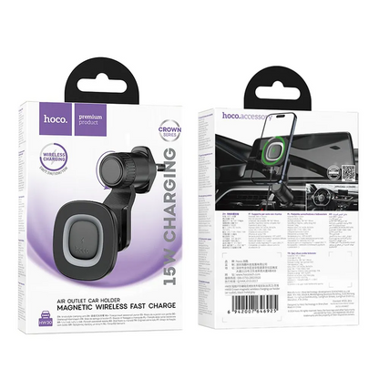 Carregador Auto Wireless HOCO HW30, 15W, 1.67A, Preto