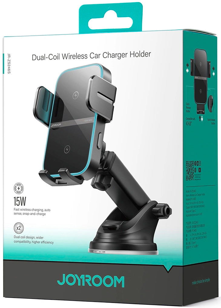 Carregador Auto Wireless Joyroom JR-ZS246s, 15W, 1.67A, Preto