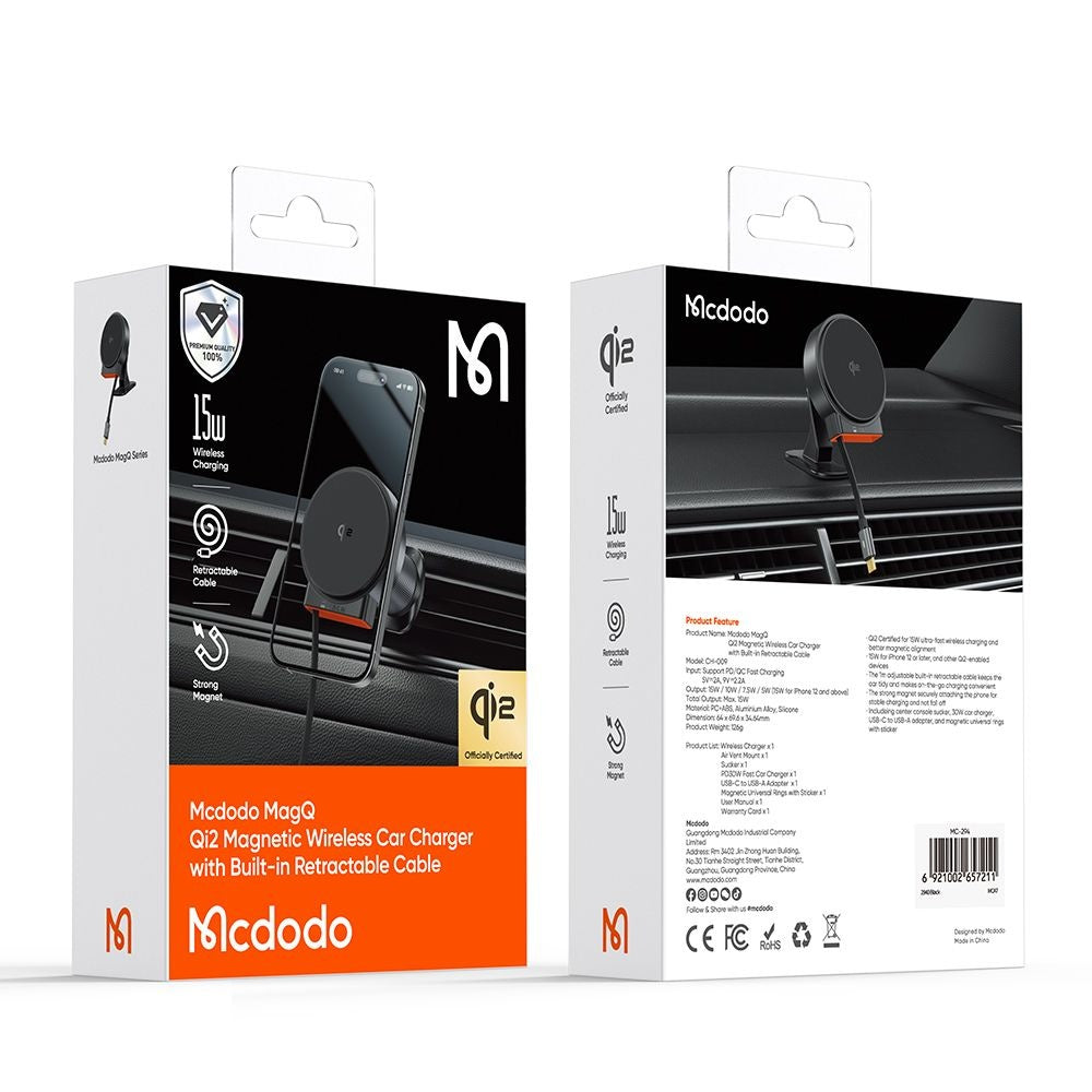 Carregador Auto Wireless McDodo CH-0090, 15W, 1.67A, Preto