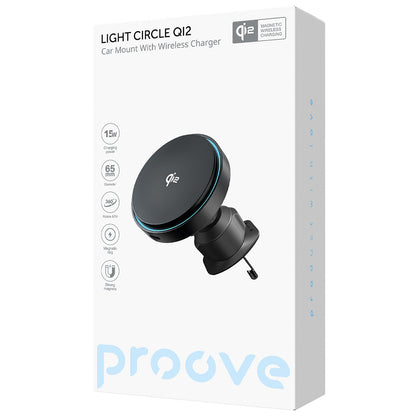 Carregador Auto Wireless Proove Light Circle, 15W, 1.67A, Cinzento WHLC15010002