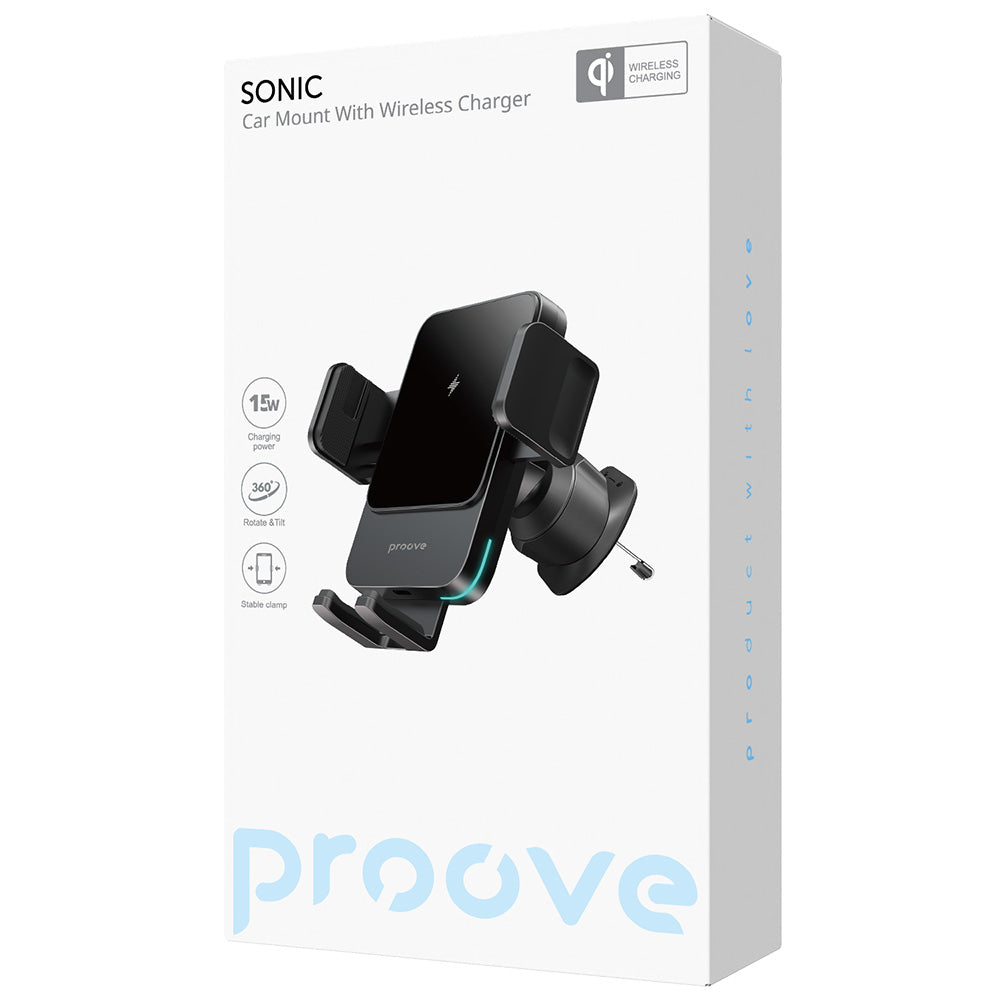 Carregador Auto Wireless Proove Sonic, 15W, 1.67A, Cinzento WHSN15002001