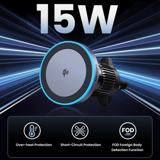 Carregador Auto Wireless UGREEN W708, 15W, 1.67A, Preto
