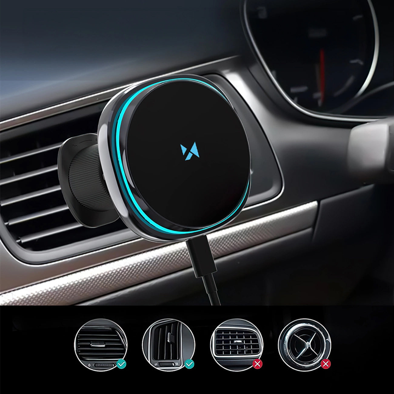 Carregador Auto Wireless WZK WCT5-Q6S2Y, 15W, 1.67A, Preto