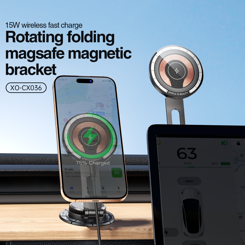 Carregador Auto Wireless XO Design CX036, 15W, 1.67A, Preto