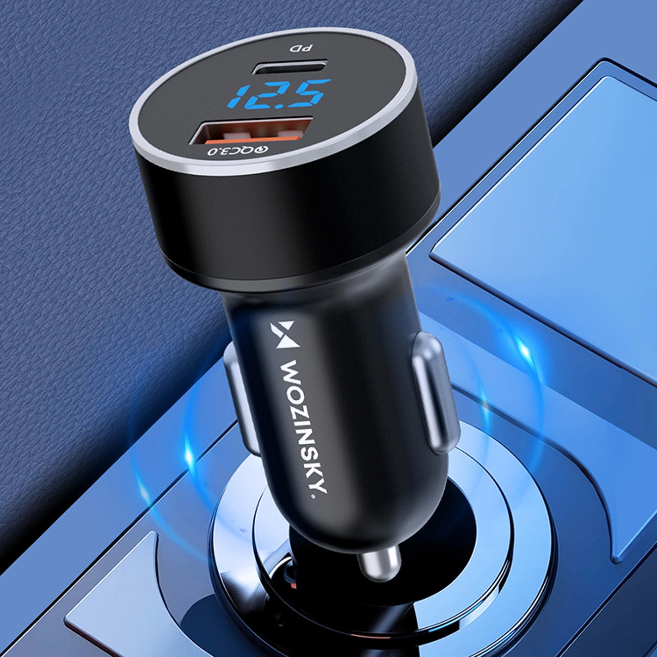 Car Charger WZK WDCCAC, 36W, 3A, 1 x USB-A - 1 x USB-C, Black 