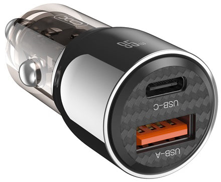 Carregador Auto XO Design CC58, 95W, 3.25A, 1 x USB-A - 1 x USB-C, Preto