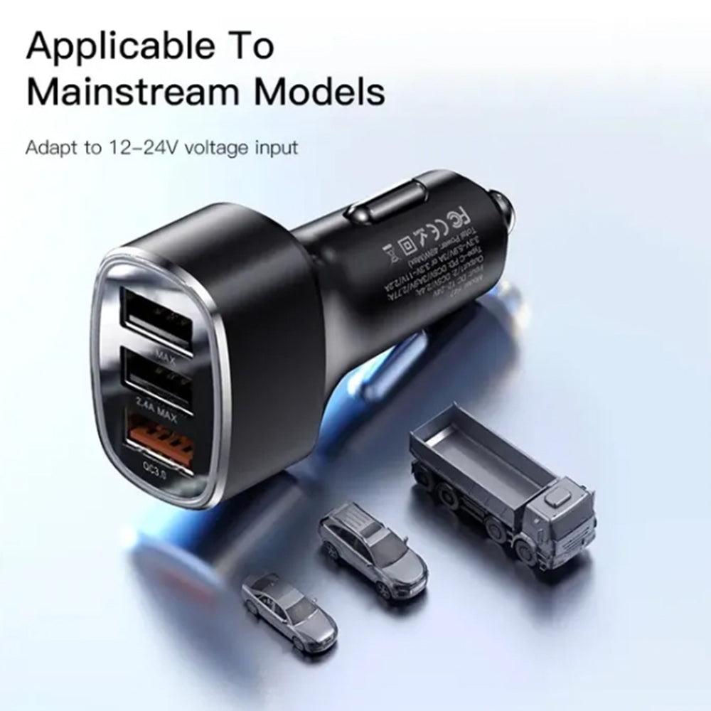 Carregador Auto Yesido Y46, 42W, 3A, 3 x USB-A, Preto