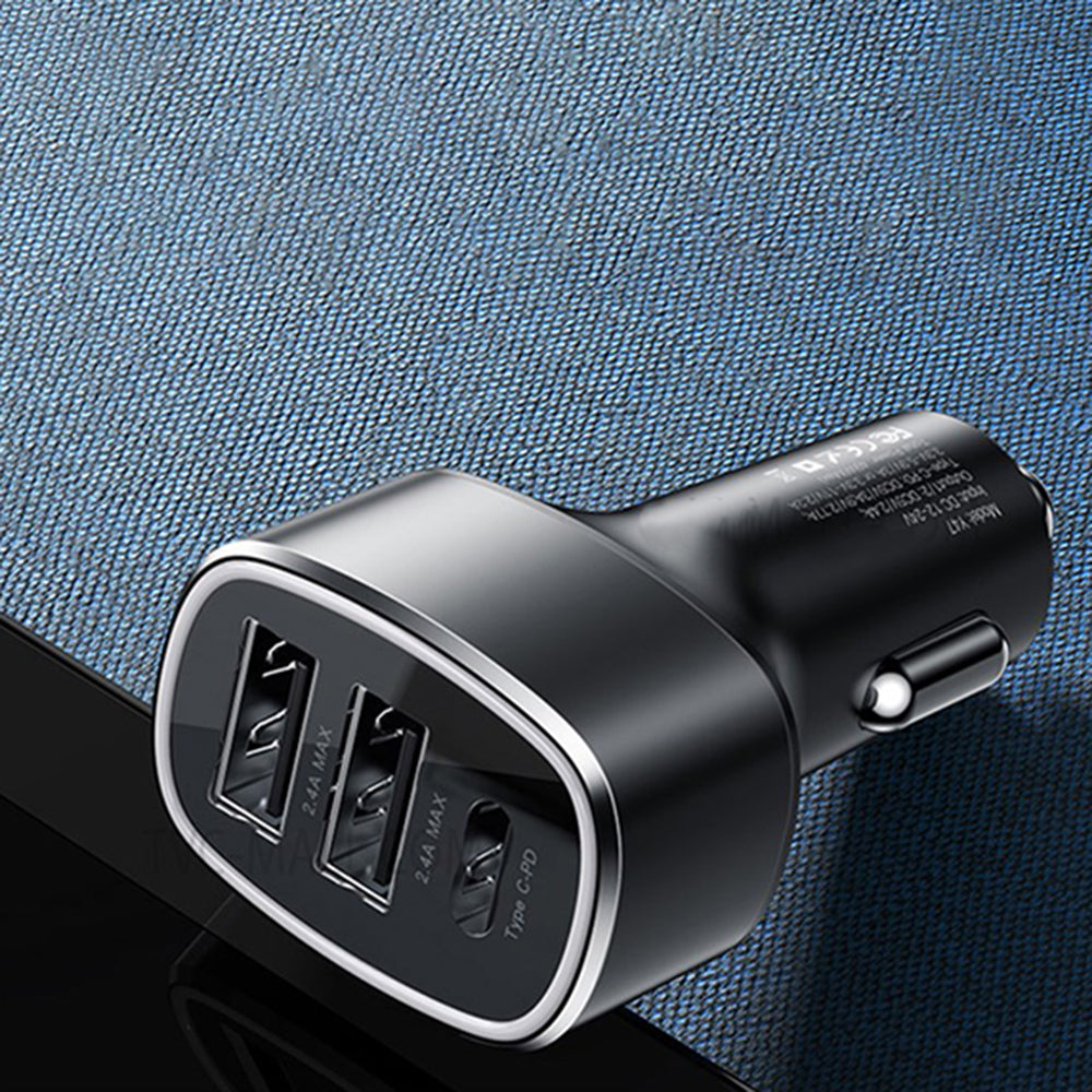 Carregador Auto Yesido Y47, 49W, 3A, 2 x USB-A - 1 x USB-C, Preto