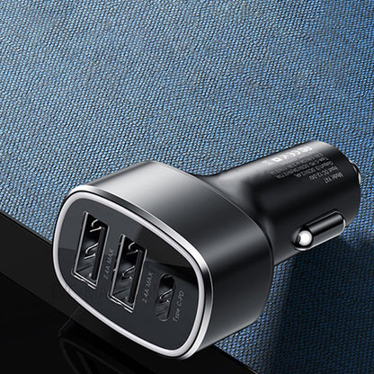Carregador Auto Yesido Y47, 49W, 3A, 2 x USB-A - 1 x USB-C, Preto