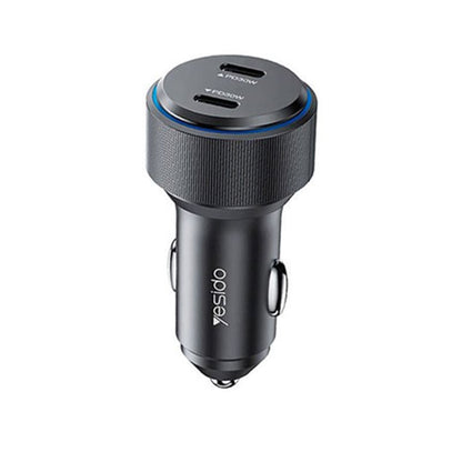 Carregador Auto Yesido Y48, 60W, 3A, 2 x USB-C, Preto