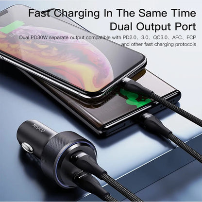 Carregador Auto Yesido Y48, 60W, 3A, 2 x USB-C, Preto