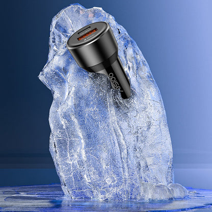 Carregador Auto Yesido Y64, 50W, 3A, 1 x USB-A - 1 x USB-C, Preto