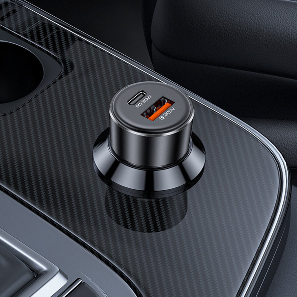 Carregador Auto Yesido Y64, 50W, 3A, 1 x USB-A - 1 x USB-C, Preto