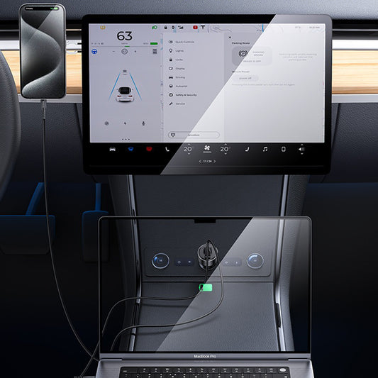 Carregador Auto Yesido Y65, 100W, 5A, 1 x USB-A - 1 x USB-C, Preto