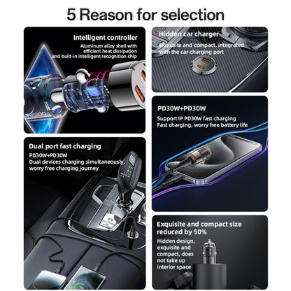 Carregador Auto Yesido Y69, 30W, 3A, 2 x USB-C, Preto