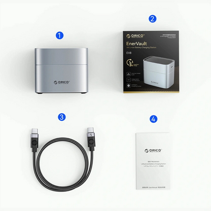 Carregador de Pilhas Orico EV8, AA, Cinzento