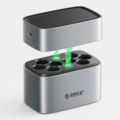 Carregador de Pilhas Orico EV8, AA, Cinzento