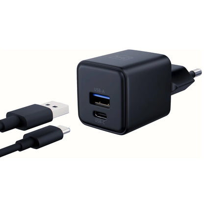 Carregador de Rede 3MK Hyper, 20W, 3A, 1 x USB-A - 1 x USB-C, Preto