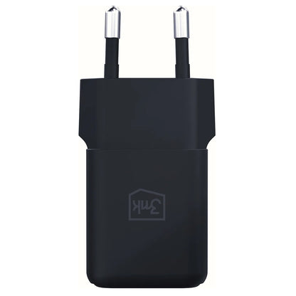 Carregador de Rede 3MK Hyper, 20W, 3A, 1 x USB-A - 1 x USB-C, Preto