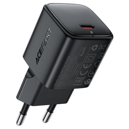 Carregador de Rede Acefast A118, 30W, 3A, 1 x USB-C, Preto