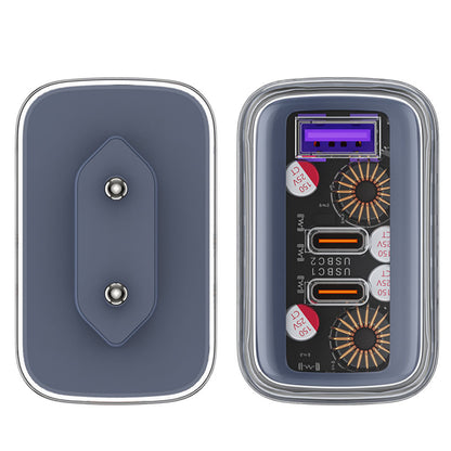 Carregador de Rede Acefast A45 Exploration, 65W, 3.25A, 1 x USB-A - 2 x USB-C, Cinzento