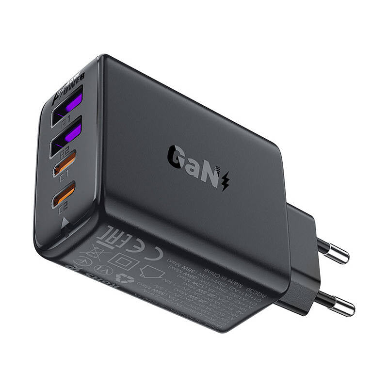 Carregador de rede Acefast A61, 45W, 3A, 2 x USB-A - 2 x USB-C, preto 