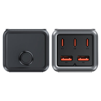 Carregador de rede Acefast Z2 GaN, 75W, 5A, 2 x USB-A - 3 x USB-C - 1 x Schuko, cinzento