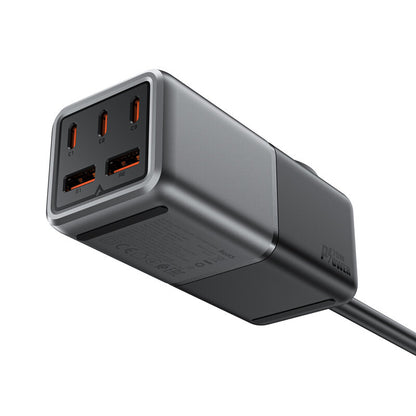 Carregador de rede Acefast Z2 GaN, 75W, 5A, 2 x USB-A - 3 x USB-C - 1 x Schuko, cinzento