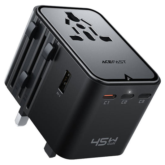 Carregador de Rede Acefast Z8 Travel, 45W, 3A, 2 x USB-A - 3 x USB-C, Preto