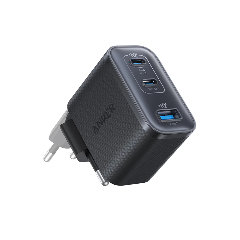 Carregador de Rede Anker Nano, 70W, 3.5A, 1 x USB-A - 2 x USB-C, Preto A121AL11