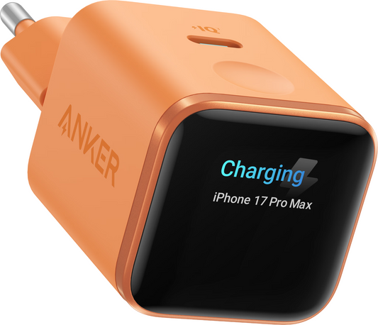 Carregador de Rede Anker Nano Display, 45W, 3A, 1 x USB-C, Laranja A121DGO1