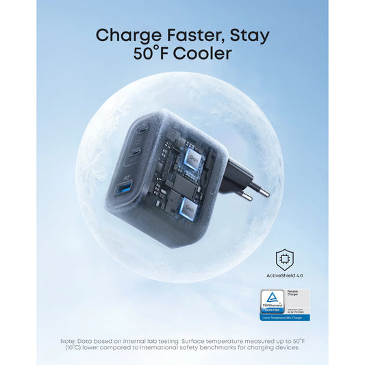 Carregador de Rede Anker Nano, 70W, 3.5A, 1 x USB-A - 2 x USB-C, Preto A121AL11
