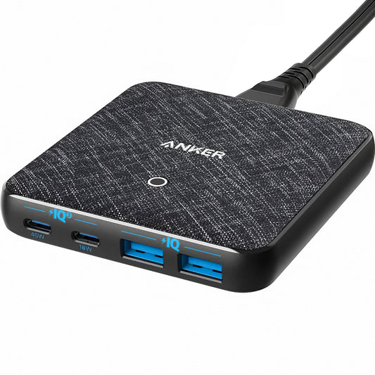 Carregador Estação Anker PowerPort Atom III, 65W, 3A, 2 x USB-A - 2 x USB-C, Preto A2046G12