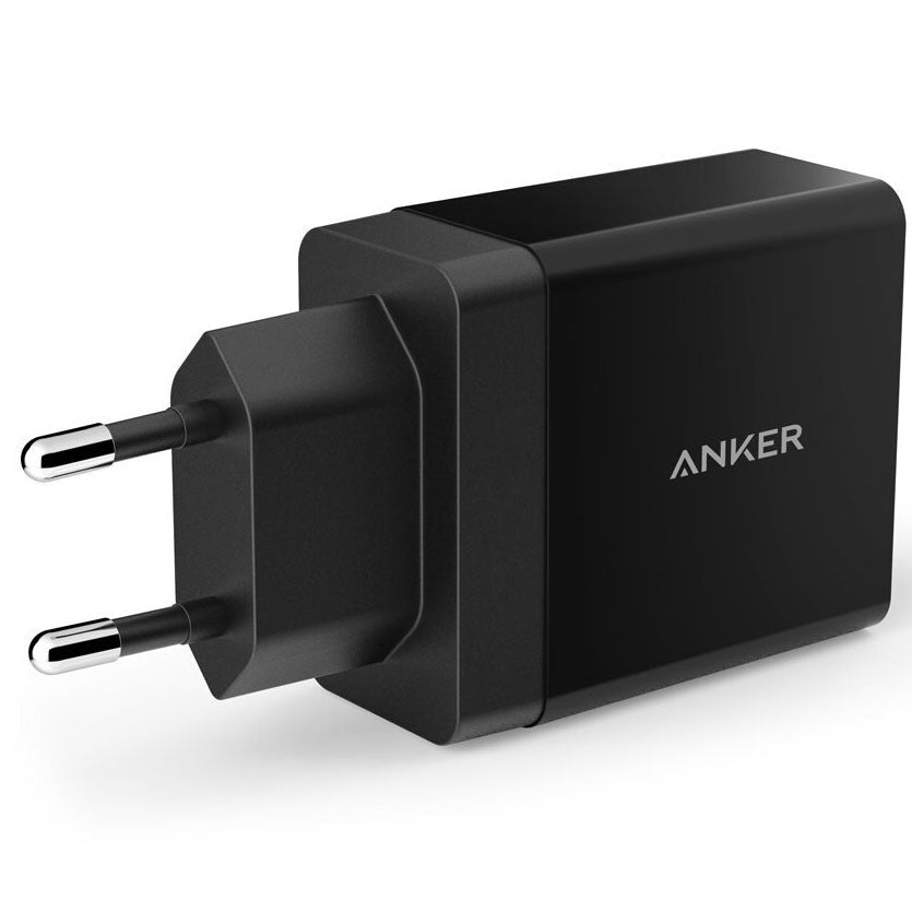 Carregador de rede Anker PowerPort, 24 W, 2,4 A, 2 x USB-A, preto A2021L11 