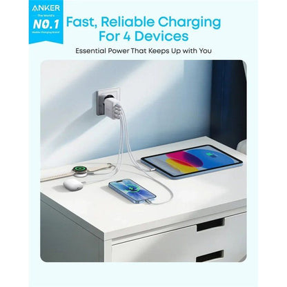 Carregador de Rede Anker Zolo, 50W, 3A, 2 x USB-A - 2 x USB-C, Branco A121EG21