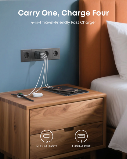 Carregador de Rede Anker Zolo, 70W, 3.5A, 1 x USB-A - 3 x USB-C, Preto A121CG11