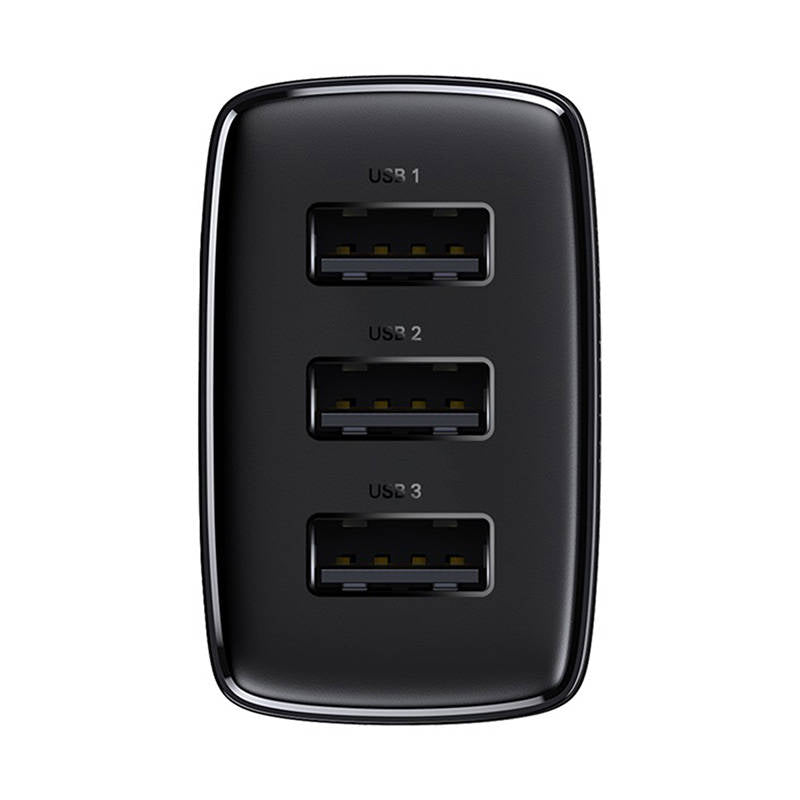 Carregador de rede Baseus Compact 3U, 17W, 2.1A, 3 x USB-A, preto CCXJ020101 