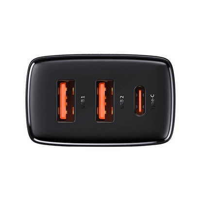 Carregador de rede compacto Baseus, 30W, 3A, 1 x USB-C - 2 x USB-A, preto CCXJ-E01