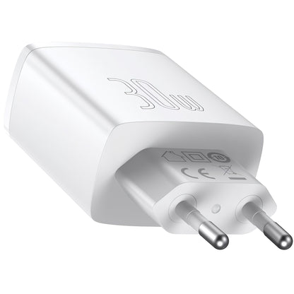 Carregador de rede Baseus Compact, 30W, 1 x USB-C - 2 x USB-A, branco CCXJ-E02 