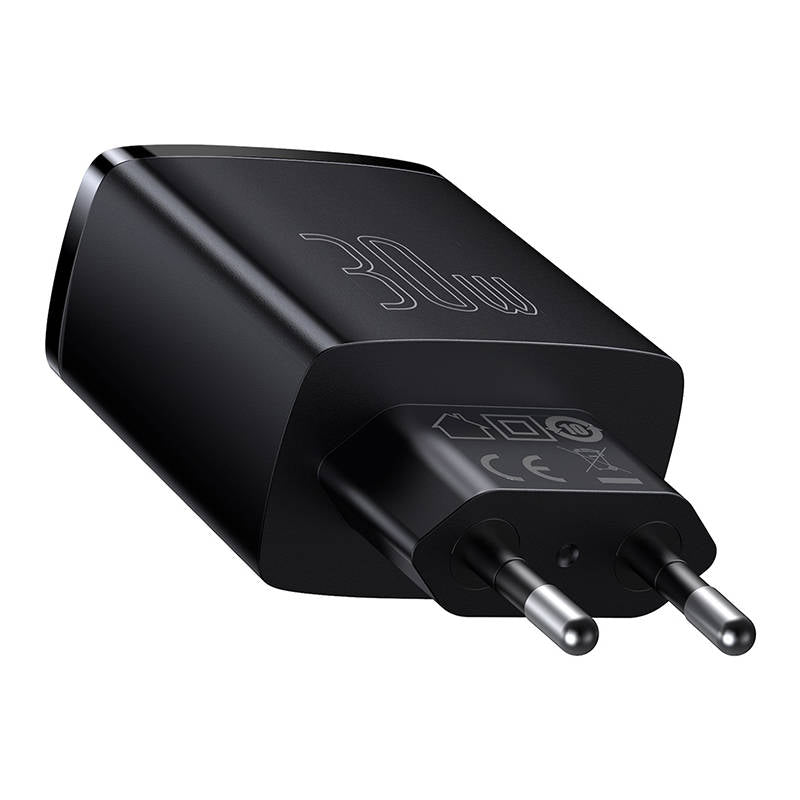 Carregador de rede compacto Baseus, 30W, 3A, 1 x USB-C - 2 x USB-A, preto CCXJ-E01