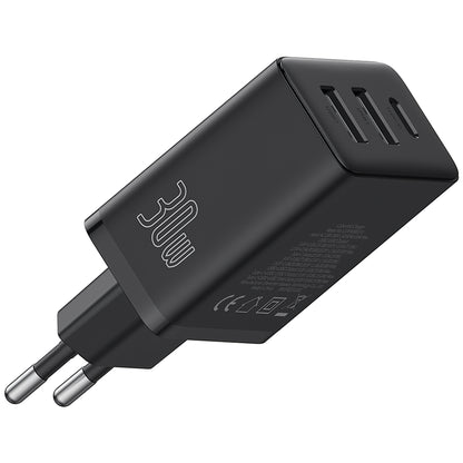 Carregador de rede Baseus Cube, 30W, 3A, 1 x USB-C - 2 x USB-A, preto P10111402113113-00 