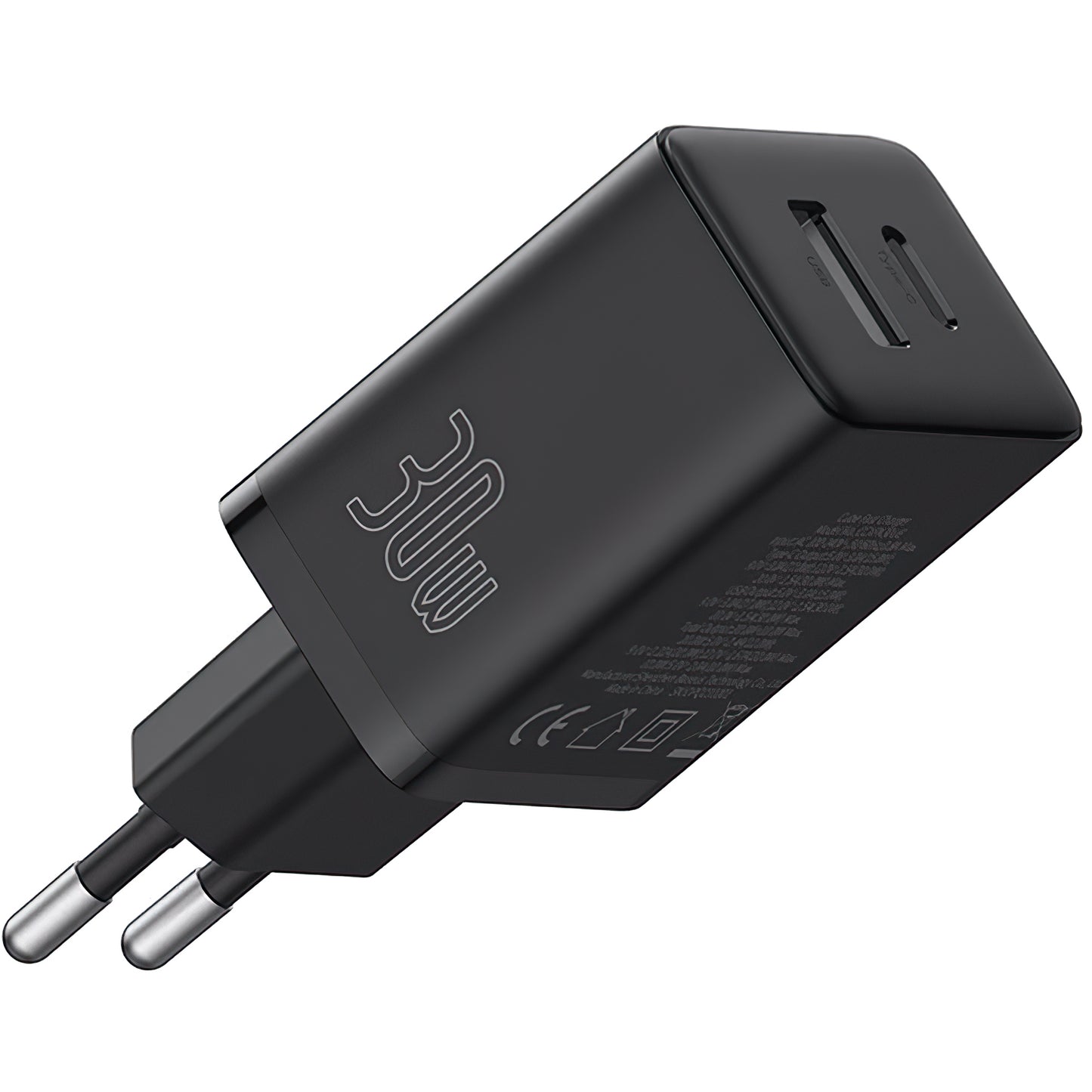 Carregador de rede Baseus Cube, 30 W, 2,4 A, 1 x USB-A - 1 x USB-C, preto P10111404113113-00 