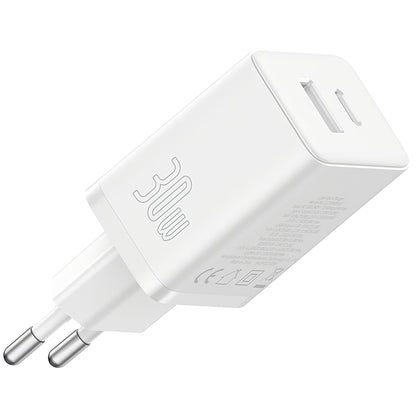 Carregador de rede Baseus Cube, 30 W, 2,4 A, 1 x USB-A - 1 x USB-C, branco P10111404213-00 