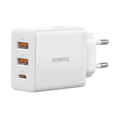 Carregador de Rede Baseus Cube, 30W, 3A, 2 x USB-A - 1 x USB-C, Branco P10111402213-00