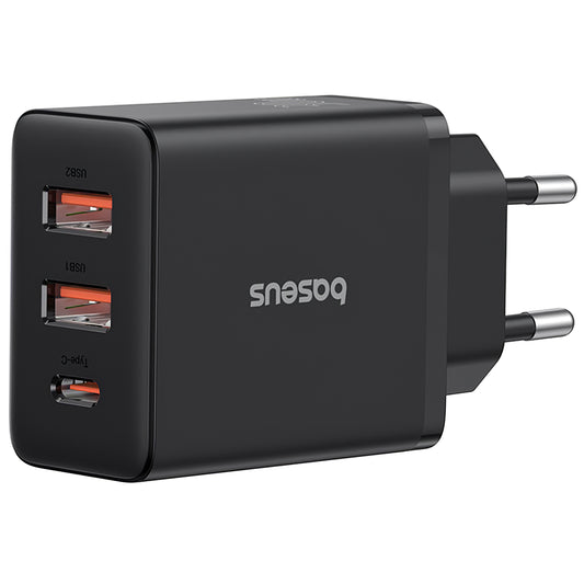 Carregador de rede Baseus Cube, 30W, 3A, 1 x USB-C - 2 x USB-A, preto P10111402113113-00 