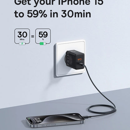 Carregador de rede Baseus Cube, 20W, 3A, 1 x USB-A - 1 x USB-C, branco P1011140321313-00 