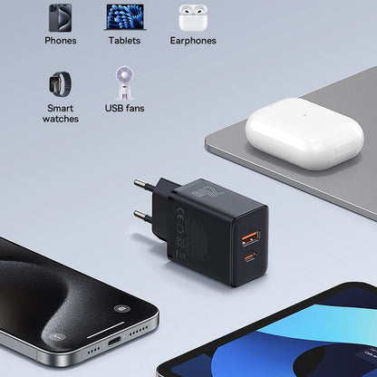 Carregador de rede Baseus Cube, 20W, 3A, 1 x USB-A - 1 x USB-C, branco P1011140321313-00 