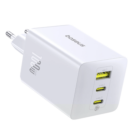 Carregador de Rede Baseus EnerFill FE11, 100W, 5A, 1 x USB-A - 2 x USB-C, Branco P10182102213-00