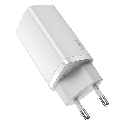 Carregador de rede Baseus GaN2 Lite, 65W, 3A, 1 x USB-A - 1 x USB-C, branco CCGAN2L-B02 