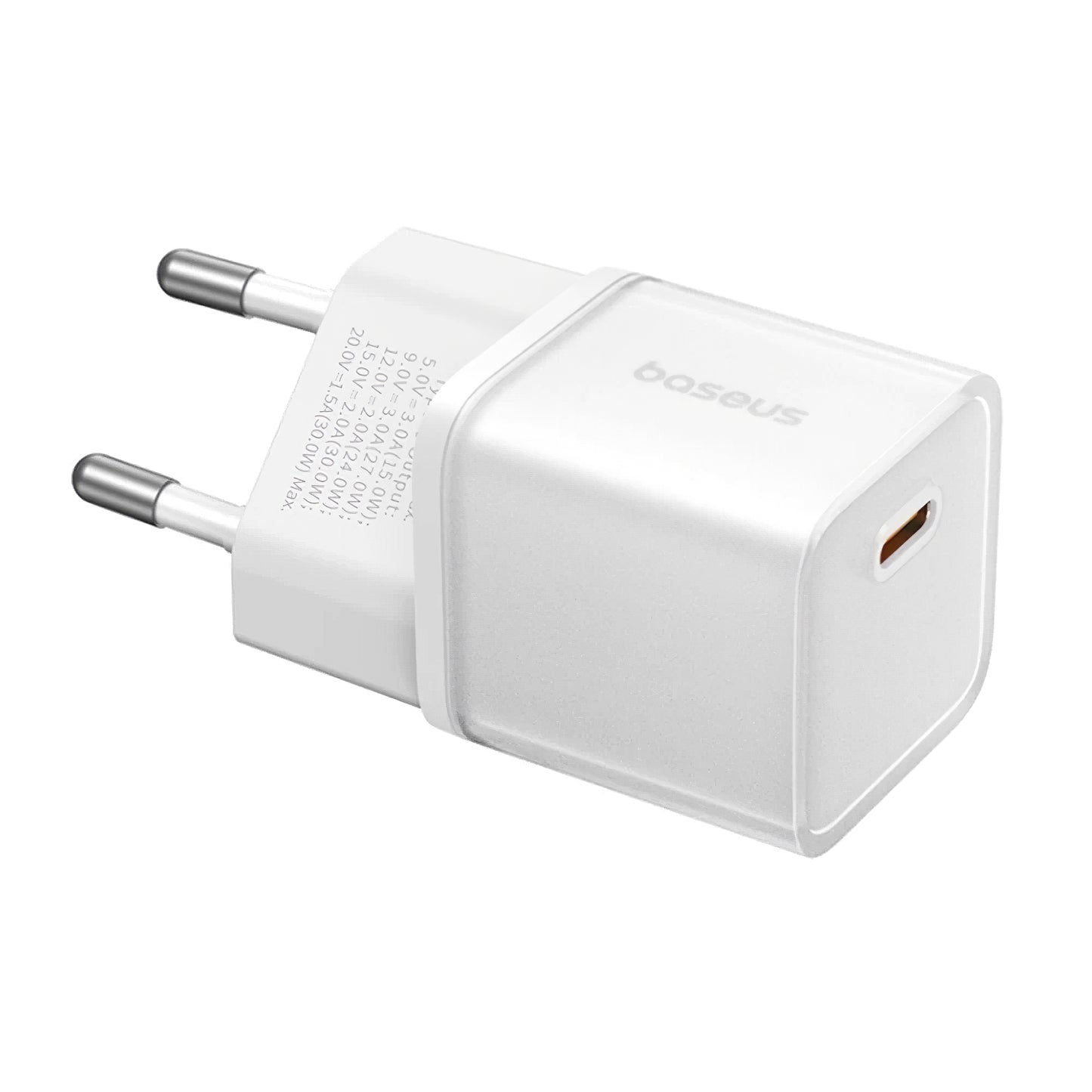 Carregador de rede GaN5S Baseus GaN5S, 20W, 3A, 1 x USB-C, branco P1016250503213-00 